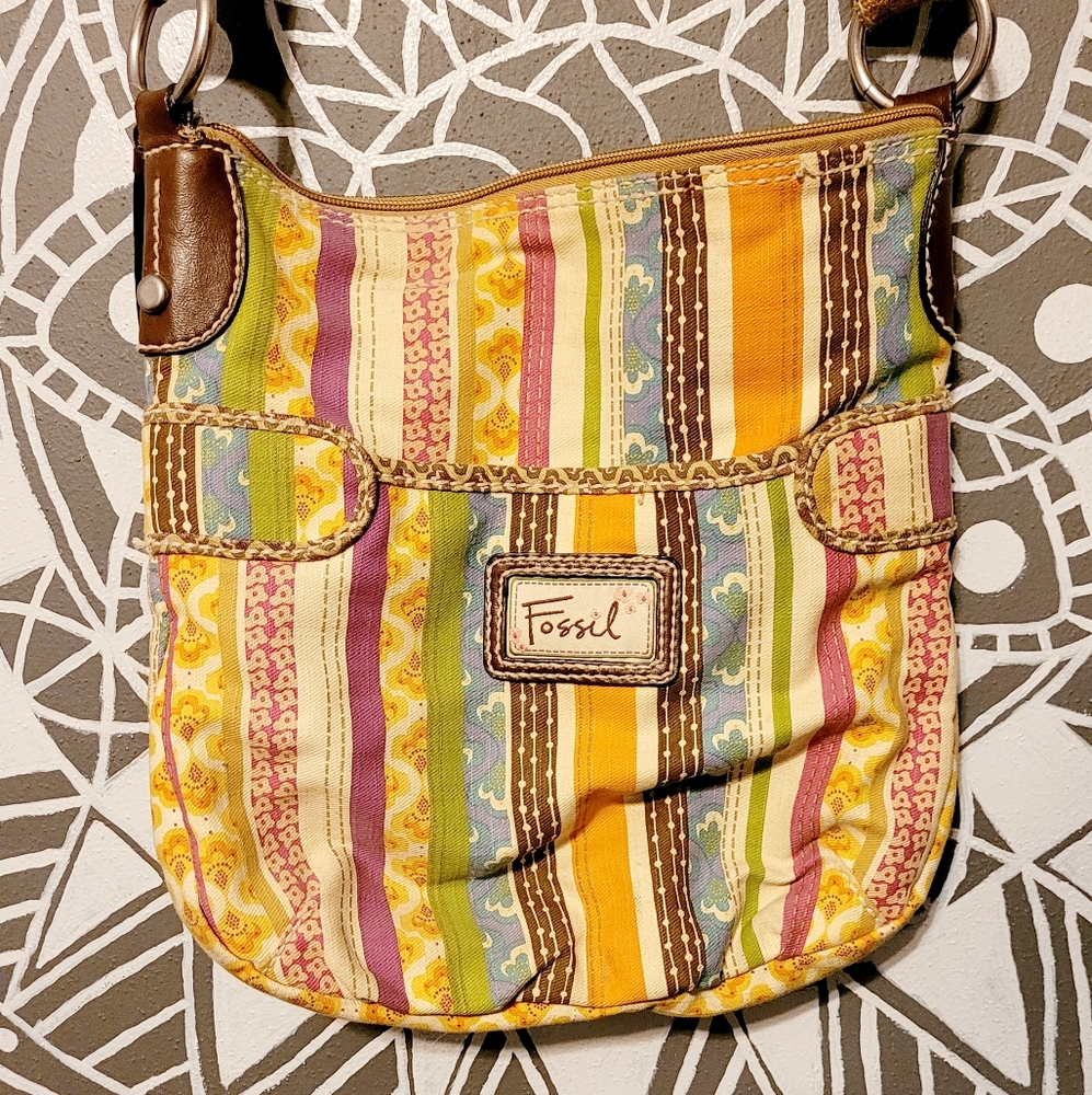 Fossil Multi Pattern Canvas Crossbody Bag - image 1